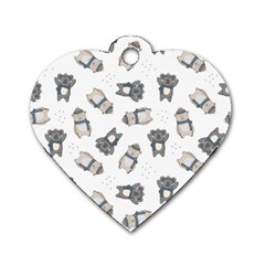 Cute Seamless Pattern With Koala Panda Bear Dog Tag Heart (two Sides) by Amaryn4rt