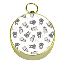 Cute Seamless Pattern With Koala Panda Bear Gold Compasses by Amaryn4rt