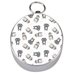 Cute Seamless Pattern With Koala Panda Bear Silver Compasses by Amaryn4rt