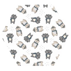 Cute Seamless Pattern With Koala Panda Bear Wooden Puzzle Hexagon by Amaryn4rt