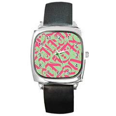 Pattern Ornament Gothic Style Elegant Font Tattoos Square Metal Watch by Amaryn4rt