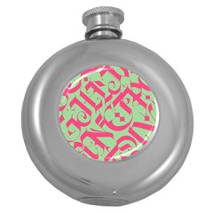 Pattern Ornament Gothic Style Elegant Font Tattoos Round Hip Flask (5 Oz) by Amaryn4rt