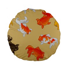 Gold Fish Seamless Pattern Background Standard 15  Premium Round Cushions