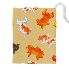 Gold Fish Seamless Pattern Background Drawstring Pouch (5xl) by Amaryn4rt