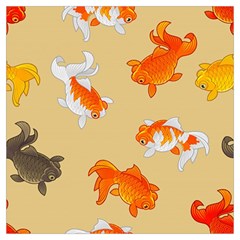 Gold Fish Seamless Pattern Background Long Sheer Chiffon Scarf 