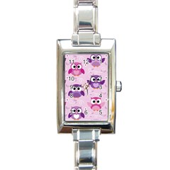 Seamless Cute Colourfull Owl Kids Pattern Rectangle Italian Charm Watch by Amaryn4rt