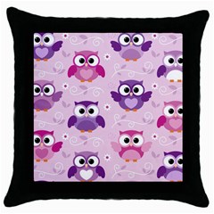 Seamless Cute Colourfull Owl Kids Pattern Throw Pillow Case (black) by Amaryn4rt