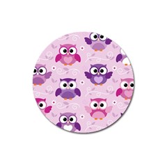 Seamless Cute Colourfull Owl Kids Pattern Magnet 3  (round) by Amaryn4rt