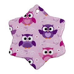 Seamless Cute Colourfull Owl Kids Pattern Ornament (snowflake) by Amaryn4rt