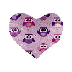 Seamless Cute Colourfull Owl Kids Pattern Standard 16  Premium Heart Shape Cushions by Amaryn4rt