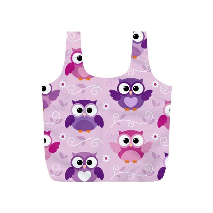 Seamless Cute Colourfull Owl Kids Pattern Full Print Recycle Bag (S)