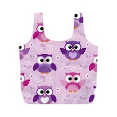 Seamless Cute Colourfull Owl Kids Pattern Full Print Recycle Bag (m) by Amaryn4rt