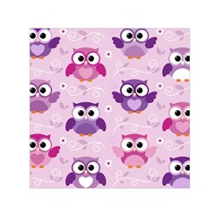 Seamless Cute Colourfull Owl Kids Pattern Small Satin Scarf (square) by Amaryn4rt