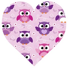 Seamless Cute Colourfull Owl Kids Pattern Wooden Puzzle Heart by Amaryn4rt