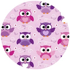 Seamless Cute Colourfull Owl Kids Pattern Wooden Puzzle Round by Amaryn4rt