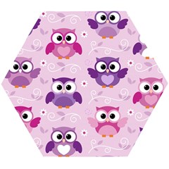 Seamless Cute Colourfull Owl Kids Pattern Wooden Puzzle Hexagon by Amaryn4rt