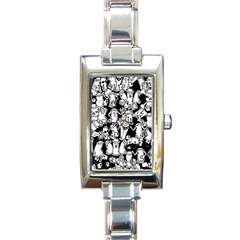 Graffiti Spray Can Characters Seamless Pattern Rectangle Italian Charm Watch by Amaryn4rt