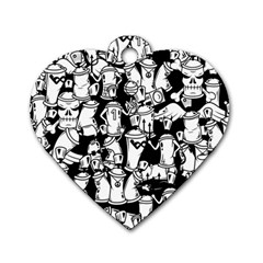 Graffiti Spray Can Characters Seamless Pattern Dog Tag Heart (two Sides) by Amaryn4rt