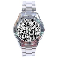 Graffiti Spray Can Characters Seamless Pattern Stainless Steel Analogue Watch by Amaryn4rt