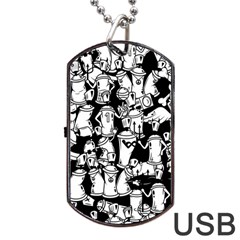 Graffiti Spray Can Characters Seamless Pattern Dog Tag Usb Flash (one Side)