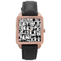 Graffiti Spray Can Characters Seamless Pattern Rose Gold Leather Watch  by Amaryn4rt