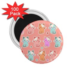 Cute Kawaii Kittens Seamless Pattern 2 25  Magnets (100 Pack)  by Amaryn4rt