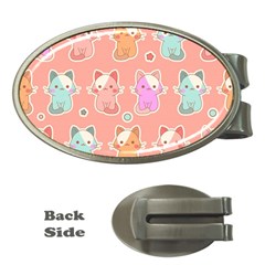 Cute Kawaii Kittens Seamless Pattern Money Clips (oval)  by Amaryn4rt