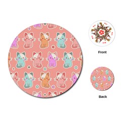 Cute Kawaii Kittens Seamless Pattern Playing Cards Single Design (round) by Amaryn4rt