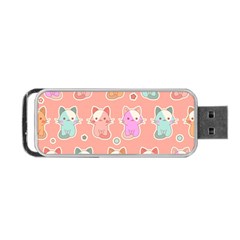 Cute Kawaii Kittens Seamless Pattern Portable Usb Flash (one Side) by Amaryn4rt