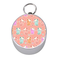 Cute Kawaii Kittens Seamless Pattern Mini Silver Compasses