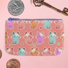 Cute Kawaii Kittens Seamless Pattern Large Coin Purse by Amaryn4rt