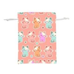 Cute Kawaii Kittens Seamless Pattern Lightweight Drawstring Pouch (l) by Amaryn4rt