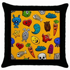 Graffiti Characters Seamless Ornament Throw Pillow Case (black) by Amaryn4rt