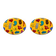 Graffiti Characters Seamless Ornament Cufflinks (oval) by Amaryn4rt