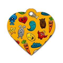 Graffiti Characters Seamless Ornament Dog Tag Heart (one Side) by Amaryn4rt