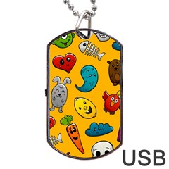 Graffiti Characters Seamless Ornament Dog Tag Usb Flash (one Side) by Amaryn4rt