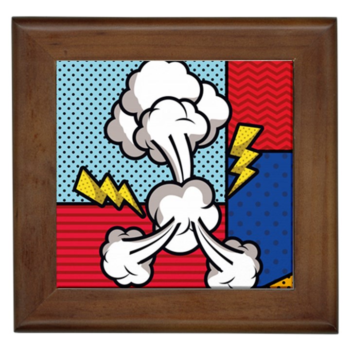 Rays Smoke Pop Art Style Vector Illustration Framed Tile