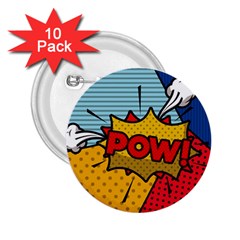 Pow Word Pop Art Style Expression Vector 2 25  Buttons (10 Pack)  by Amaryn4rt