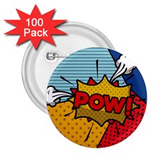 Pow Word Pop Art Style Expression Vector 2 25  Buttons (100 Pack)  by Amaryn4rt