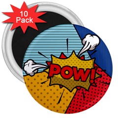 Pow Word Pop Art Style Expression Vector 3  Magnets (10 Pack)  by Amaryn4rt