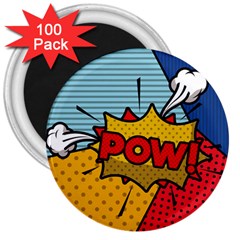 Pow Word Pop Art Style Expression Vector 3  Magnets (100 Pack) by Amaryn4rt