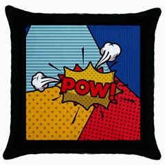 Pow Word Pop Art Style Expression Vector Throw Pillow Case (black) by Amaryn4rt