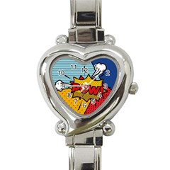 Pow Word Pop Art Style Expression Vector Heart Italian Charm Watch by Amaryn4rt