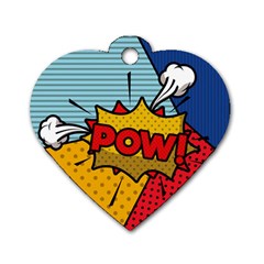 Pow Word Pop Art Style Expression Vector Dog Tag Heart (two Sides) by Amaryn4rt