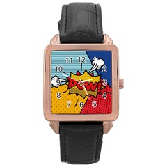 Pow Word Pop Art Style Expression Vector Rose Gold Leather Watch  by Amaryn4rt