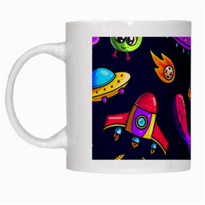 Space Pattern White Mugs