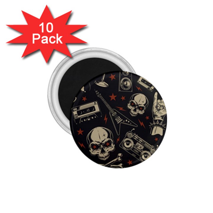 Grunge Seamless Pattern With Skulls 1.75  Magnets (10 pack) 