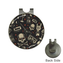 Grunge Seamless Pattern With Skulls Hat Clips With Golf Markers by Amaryn4rt