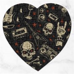 Grunge Seamless Pattern With Skulls Jigsaw Puzzle (heart) by Amaryn4rt