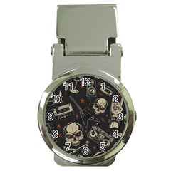 Grunge Seamless Pattern With Skulls Money Clip Watches by Amaryn4rt